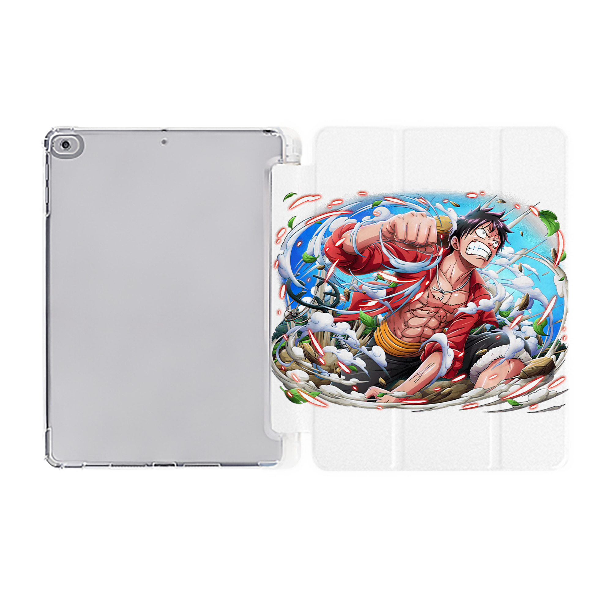 （画像用） ワンピース モンキー・D・ルフィ ONE PIECE Monkey D. Luffy IPad ケース ペン収納付き 三つ折りスタンド PUレザー×シリコン 対応機種9.5/10.5/10.9インチ